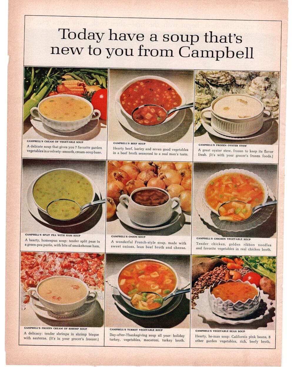 Campbells Canned Soup / Campbells Canned Food Advertisement 1960s Vintage